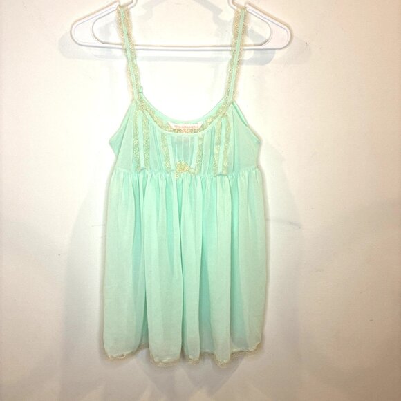 Victoria's Secret Other - Victoria's Secret Mini Nightie Sz S Babydoll Lace Coquette Cottagecore Green